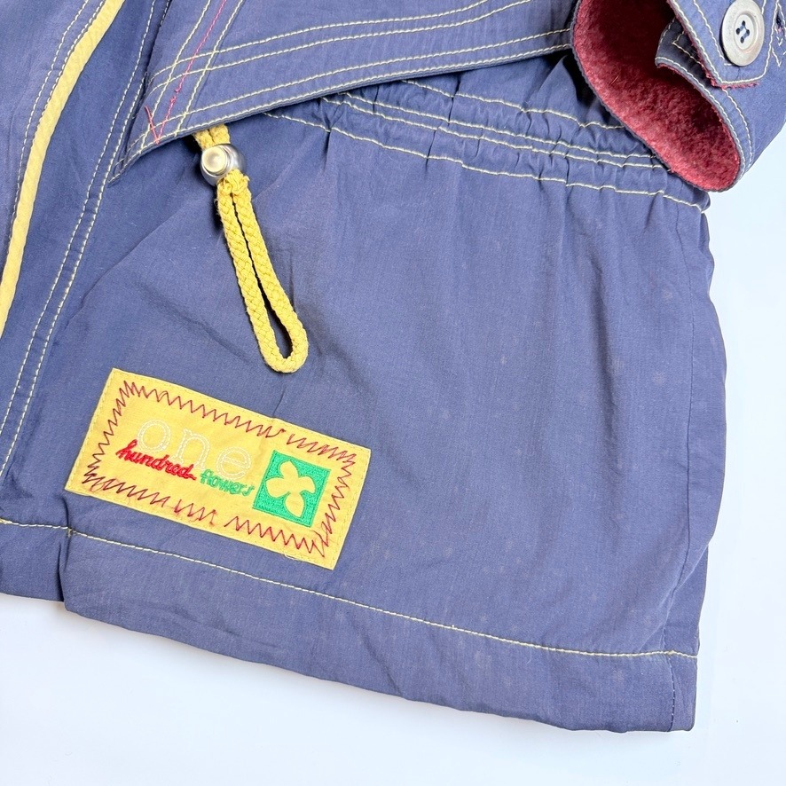 One Hundred Flowers Jacket Mens Medium Blue Vintage Quilted Colorblock Hooded — image 7 of 8